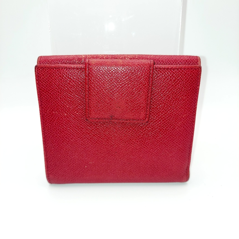 Bvlgari Red Saffiano Pebbled Leather Bifold Wallet ID Window GUC - Picture 2 of 15
